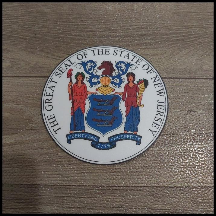 

DISKON STICKER COUNTRIES THE GREAT SEAL OF THE STATE OF NEW JERSEY STIKER ROUNDED !!