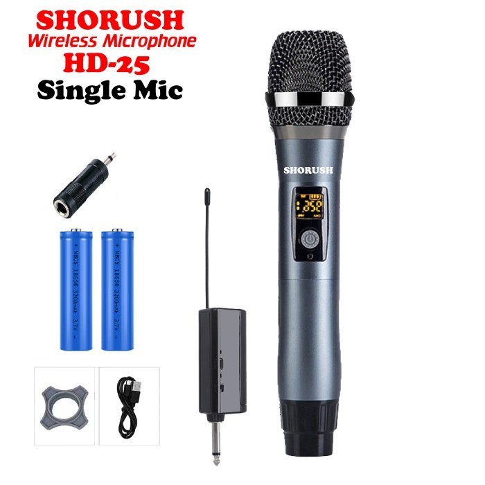 Hilmawanmall - Mic Genggam Shorush Hd25 Microphone Handheld Wireless Uhf Pro Karaoke