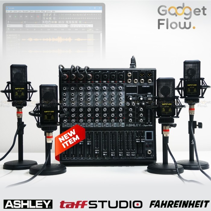 Hilmawanmall - Paket Podcast 4 Orang Mic Microphone Lg240 Mixer 8 Channel Ashley