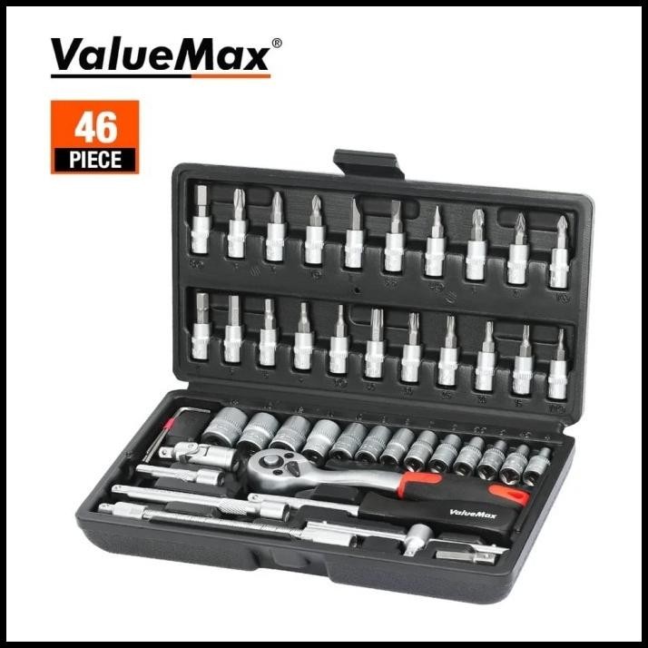 Kunci sok 46pc set socket (1/4) full lengkap socket tool pas ring 1set
