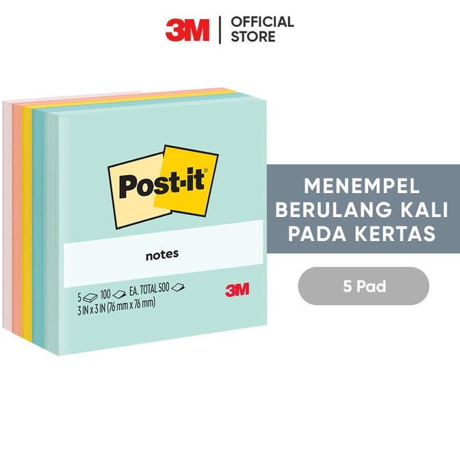 

sale! 3m post-it notes, 654-5ap, menempel berulah kali pada kertas, 5 pad