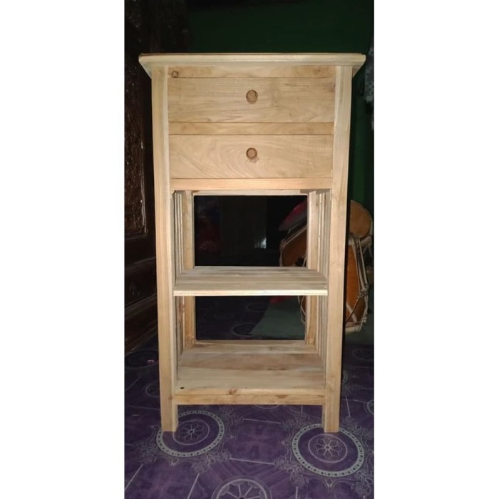 Meja Nakas Kayu Jati Serbaguna Mentah