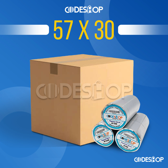 

1 DUS - Kertas Thermal Codeshop 57x30 mm Struk Kasir 58 x 30