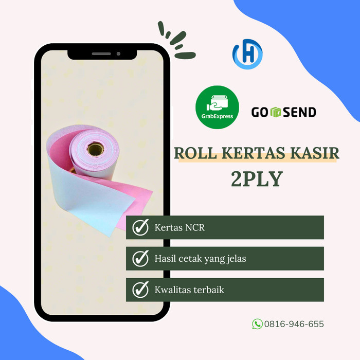 

75 x 60 NCR 2 PLY PAPER ROLL KHUSUS GOJEK / GRAB 1 DUS 100 ROLL