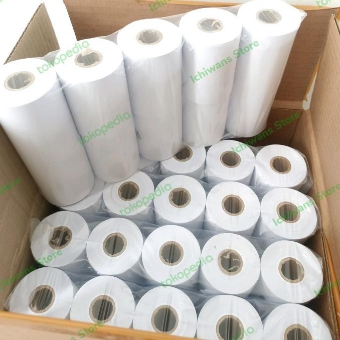 

sale! kertas kasir paper roll hvs 1ply 75x65mm/75x60/75x55 1 dus isi 100 rol