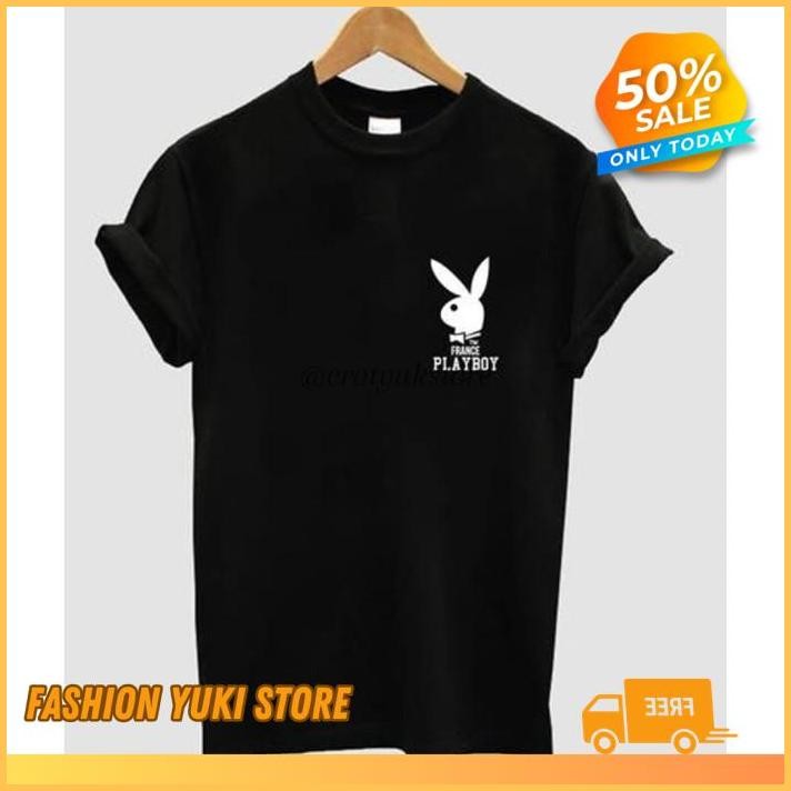 KAOS BAJU COMBED 3 DISTRO LOGO KECIL PLAYBOY PLAY BOY POLOS CUSTOM INDONESIA  PRIA WANITA OBRAL MURA