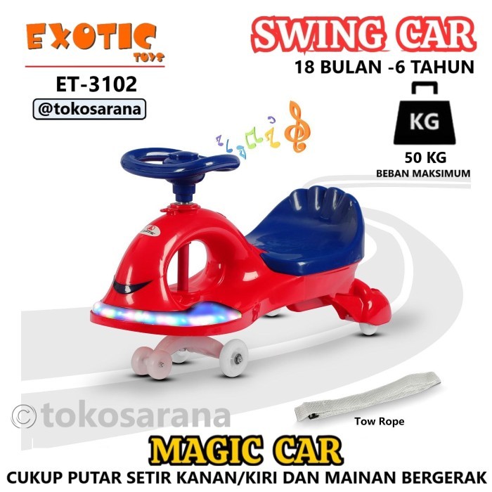 HOT SALE Yoyo Magic Swing Car Exotic ET3102 Up To 50kg Mobil Goyang Mainan Anak