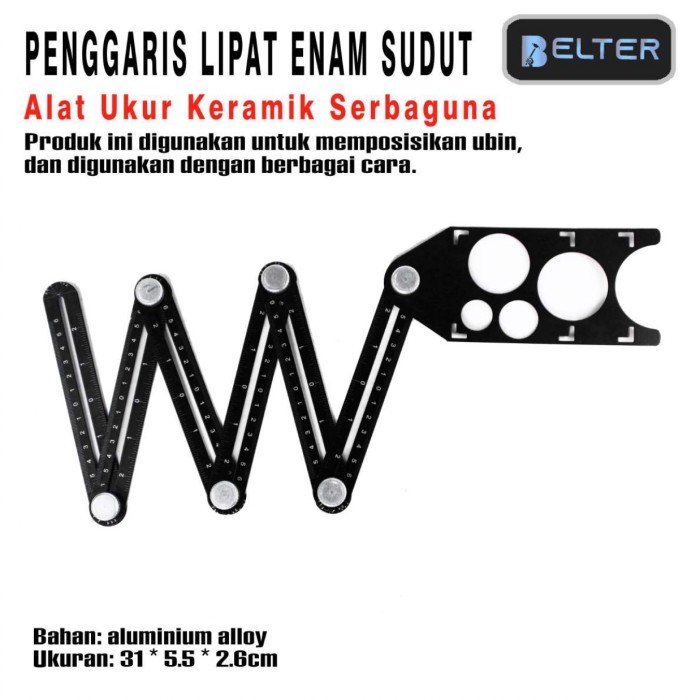 

HOT SALE! Penggaris Ubin Alat Ukur Tukang Penggaris Keramik Lipat 6 Sudut