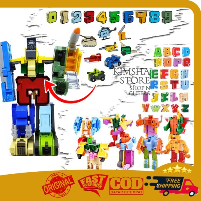 Terlaris Mainan Huruf Abjad Alphabet Robot Animal Dino Transformer Edukasi Anak SALE