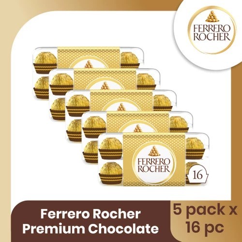 

[T16 x 5 Box] Ferrero Rocher isi 16 pcs - Cokelat Hazelnut