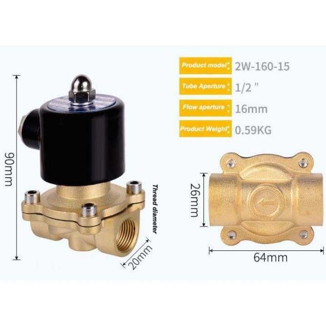 Selenoid Valve 1/2 Inch 220V Air Gas Minyak / Solenoid Valve Elektrik