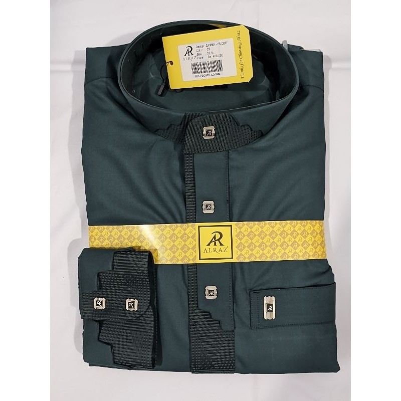 Thobe Al Raz Premium Jubah AlRaz Premium Model Terbaru Desain Zaiman Lengan Manset Kombinasi