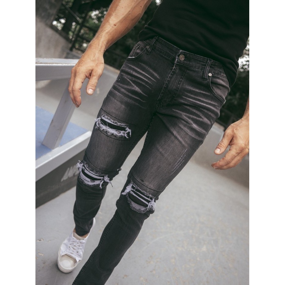 Weird Jeans Deep Grey - Jeans Pria Skinny Slimfit Strech Sobek