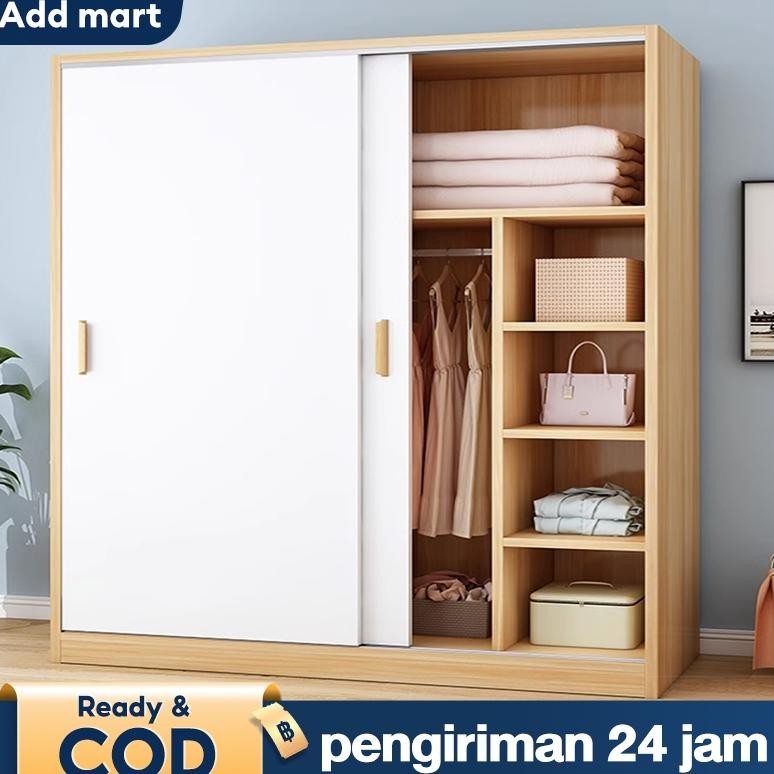 Lemari Pakaian Kayu Lemari Baju Lemari Pakaian 2 Pintu Geser