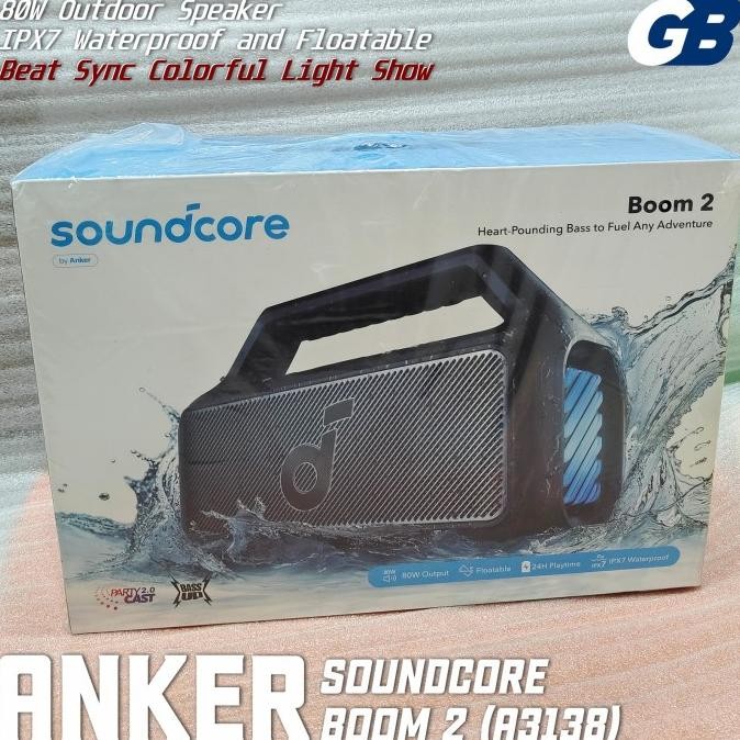 Promo Anker A3138 Soundcore Motion Boom 2 80W Rgb Outdoor Bluetooth Stereo Bass Speaker