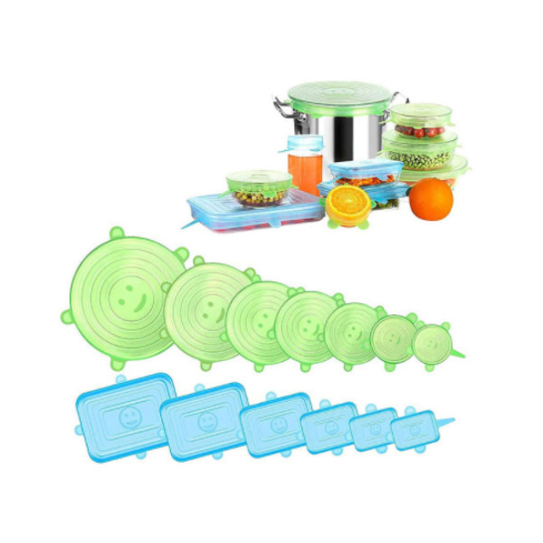 

42 Unit Penutup Wadah Makanan 6IN1 Food Cover Penutup Mangkok / Gelas Anti Tumpah Silikon Elastis