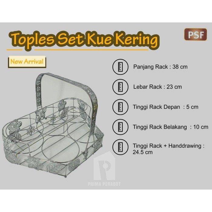 Toples Kue Set 5 Pcs Toples Kaca Serbaguna Glass Canister Set