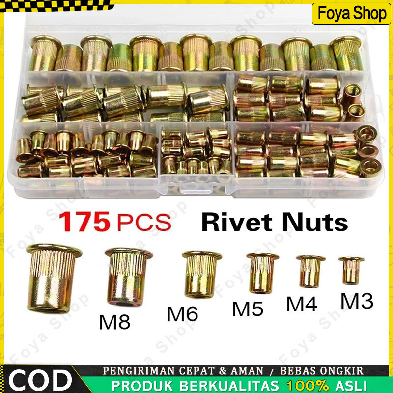 175Pc Rivet Nut Mur Tanam Rivnut Mur Furniture Nodown Uning Bei Carbon Teel Nutert Tanam Inert M3 M4