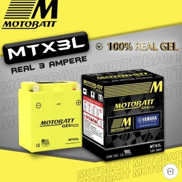 Aki Motor Rx King Satria Ninja Aki Motobatt Rx King Ninja Satria Mtx3L Original Terbaru 100 % Origin