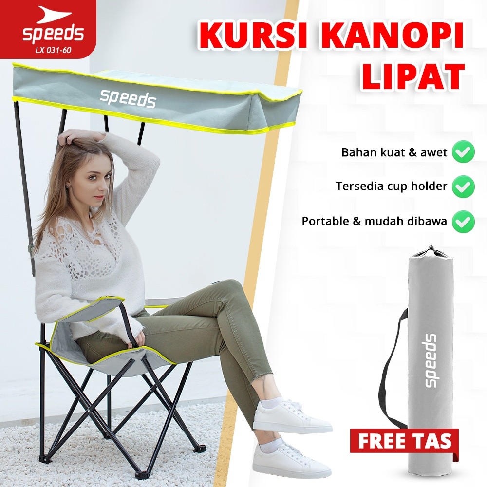 SPEEDS Kursi Lipat Dengan Kanopi Portable Canopy Folding Chair Camping Hiking LX 031-60