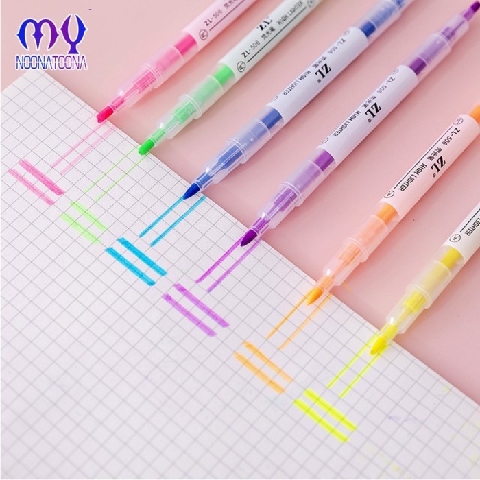 

Set Highlighter Dua Sisi Isi 6 Pcs Marker Pen Tulis Warna Warni 2 Sisi