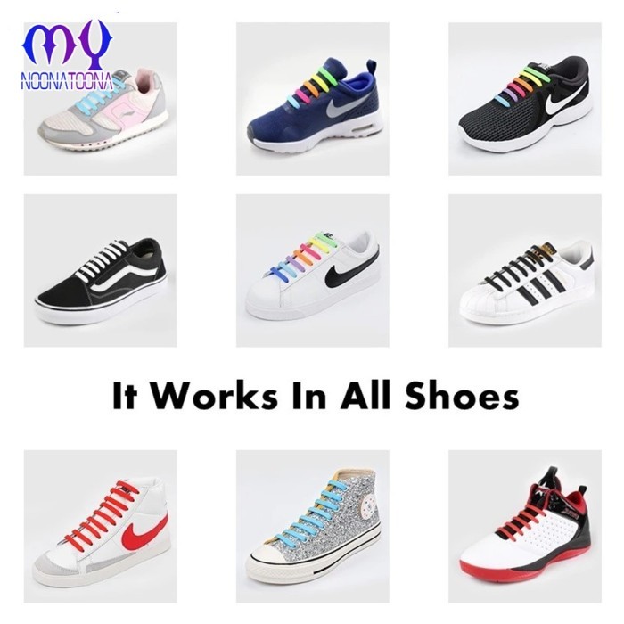 Premium Tali Sepatu Silikon Elastis Shoe Laces Karet Tali Sepatu Pria