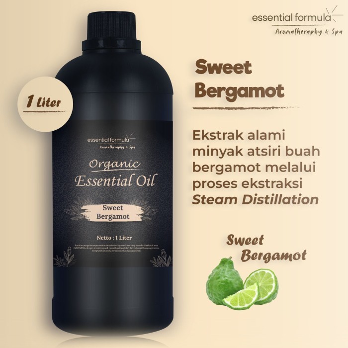 1L Organic Sweet Bergamot Essential Oil Jeruk Bergamot Murni 100%