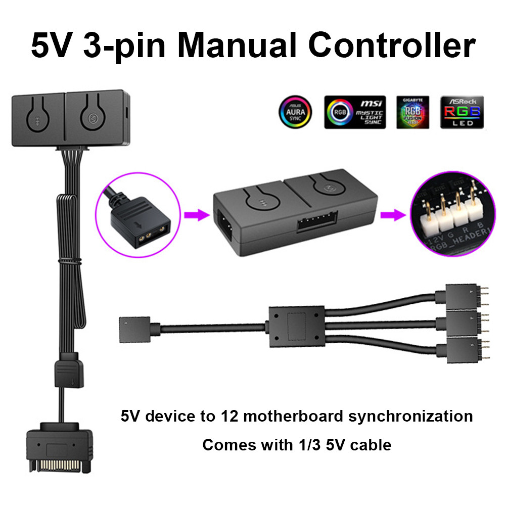 RGB Convertor 3pin To 4pin ARGB Light Fan Converter with