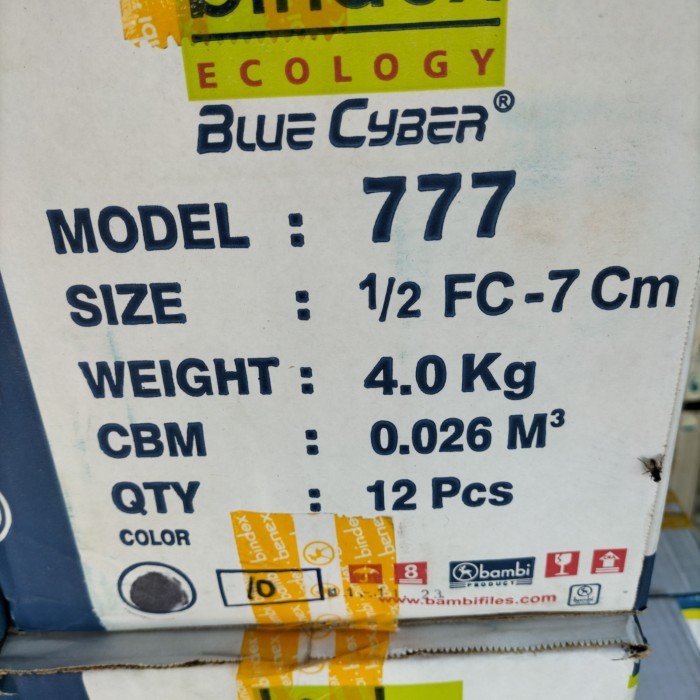 

ODNER BINDEX 777 KWITANSI 1/2 FOLIO- 7CM HITAM DAN BIRU