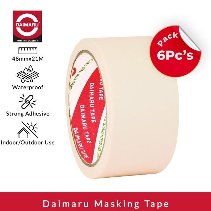 

[Paket 6pcs] Daimaru Masking Tape Lakban Kertas Warna Cream 48mm x 21m