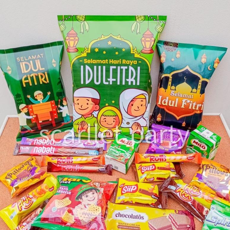 

PROMO PAKET SNACK LEBARAN KADO IDUL FITRI RAMADHAN POUCH HAMPERS CHIKI WAFER KADO ANAK GOODIE BAG IDUL ADHA Bu-95
