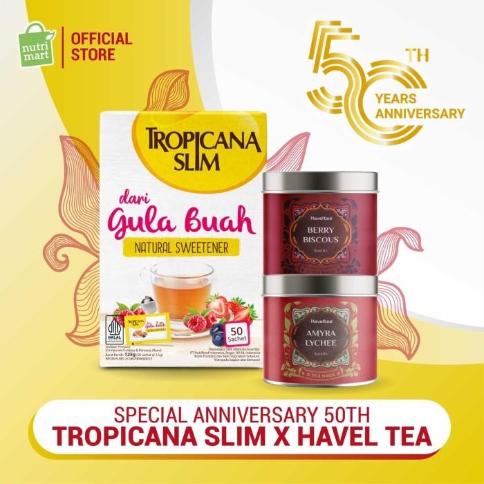 

Tropicana Slim X Havel Tea Special 50Th - Tropicana Slim Gula Buah 50 Sch & Havel Tea Mini Can Classic Berrybiscous 5 Tea Bags & Havel Tea Mini Can Amyra Lychee 5 Tea Bags New 100 % Original
