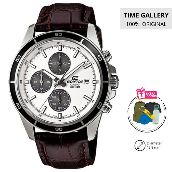 Casio Edifice EFR-526L-7AVUDF Jam Tangan Analog Pria Stainless Steel dan Kulit Cokelat
