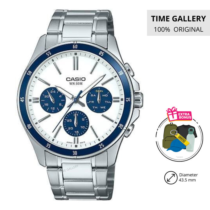 Casio MTP-1374D-7A2 Jam Tangan Pria Chronograph Stainless Steel