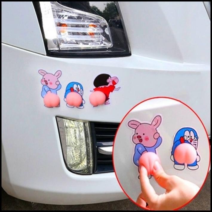 Stiker 3D Lucu Pantat Isi 2 Pcs Sinchan Doraemon Pelindung Pintu Mobil