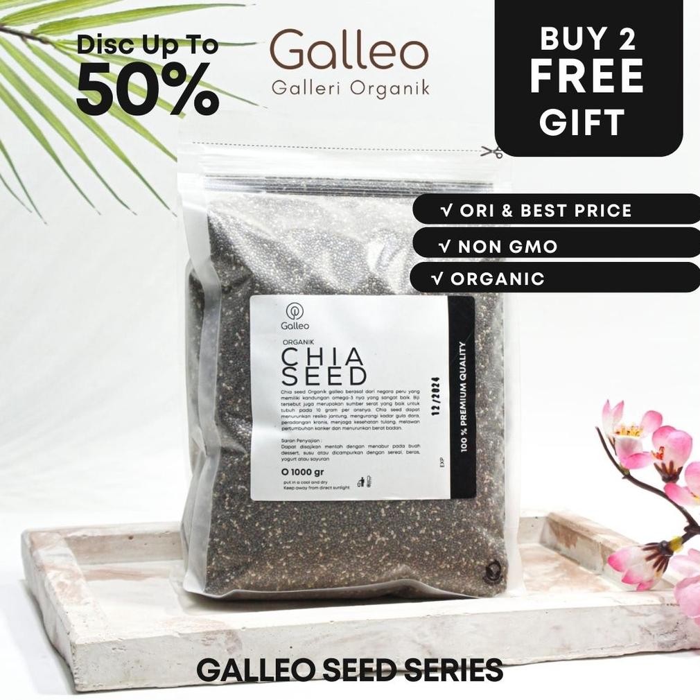 

CHIA SEED ORGANIK 1 KG MEXICO [ Biji Chia Seed Hitam Organik ] Galleo Seeds Premium