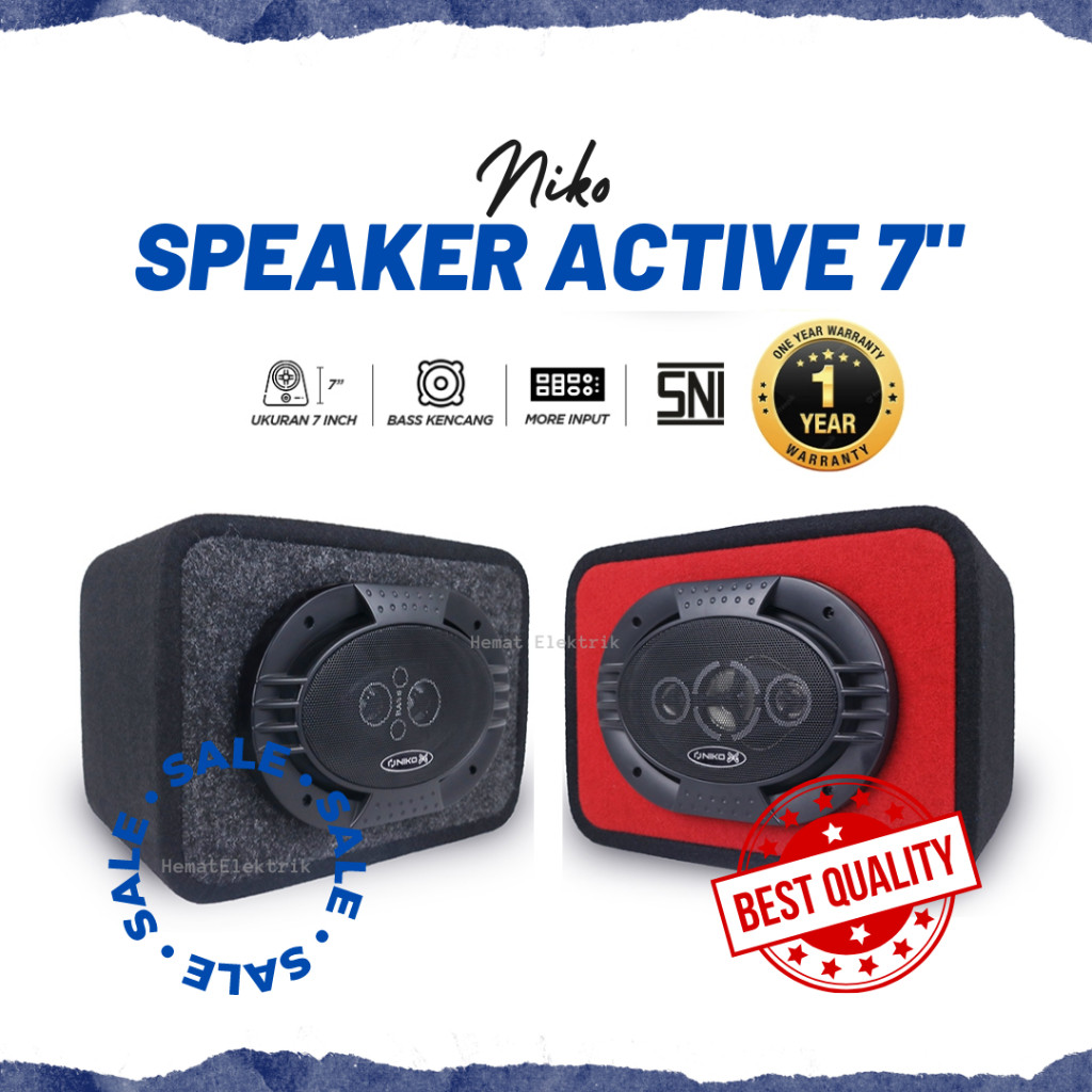 Speaker NIKO Bluetooth Listrik Aki 7 Inch Pairing Free Mic Wireless Extra Bass