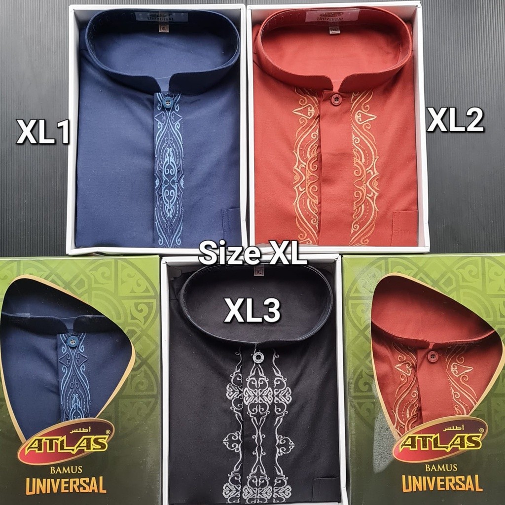 Baju koko Atlas Lengan panjang Bamus Universal size S M L XL / Baju Muslim Pria
