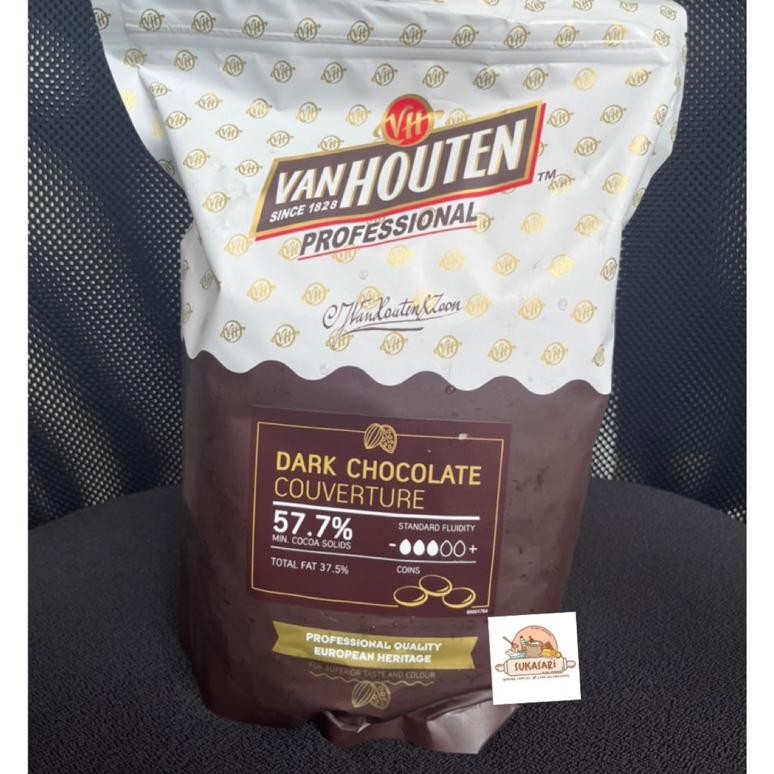 

Van Houten Dark Chocolate Couverture 57.7% 250gr cokelat Coin