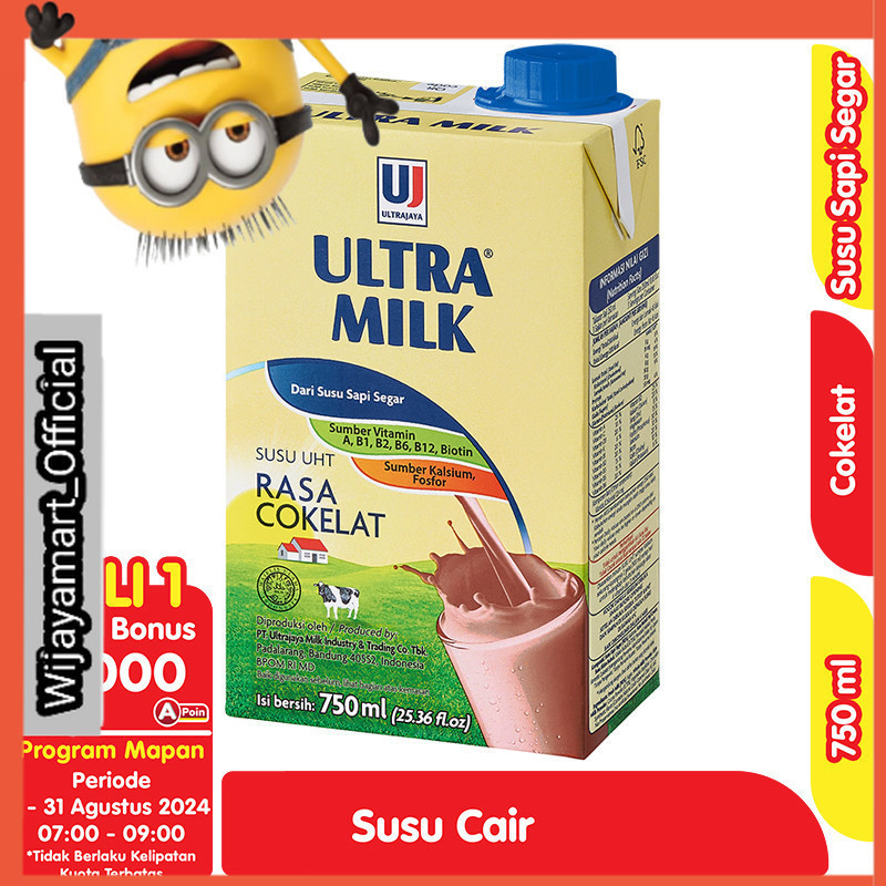 

Ultra Milk Susu UHT Cokelat Kotak 750 ml