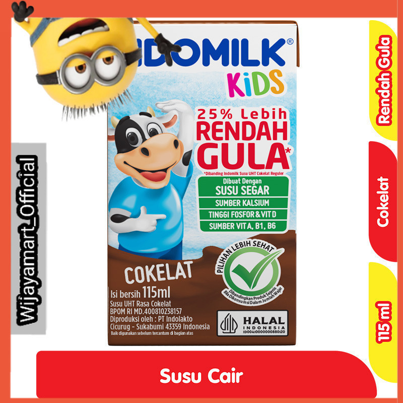 

Indomilk Kids Susu UHT Cokelat Rendah Gula Kotak 115 ml
