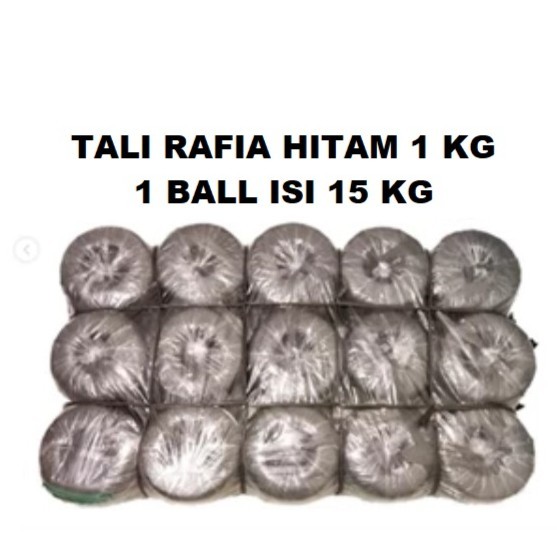 (GOJEK GRAB) 1 BALL TALI RAFIA PLASTIK HITAM 1 KG KUALITAS SUPER KUAT