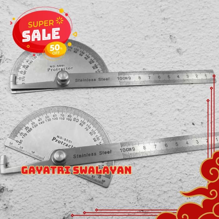 

DERAJAT PENGUKUR SUDUT STAINLESS DEGREE PROTRACTOR / BUSUR DERAJAT / PENGUKUR SUDUT PENGGARIS DISKON!