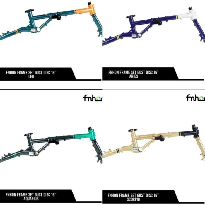 TERBARU Frameset sepeda lipat 16+ fnhon gust zodiak frame fork handlepost disc PROMO!
