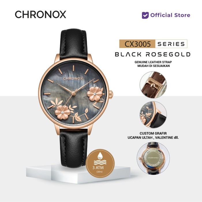 JAM TANGAN WANITA KULIT ANALOG - CHRONOX CX3005