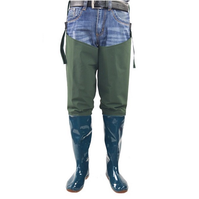 Celana Waders Kain Hijau Tahan Air + Sepatu Bot PVC Kasut Sawah/Bendang |GtD4ydyp|
