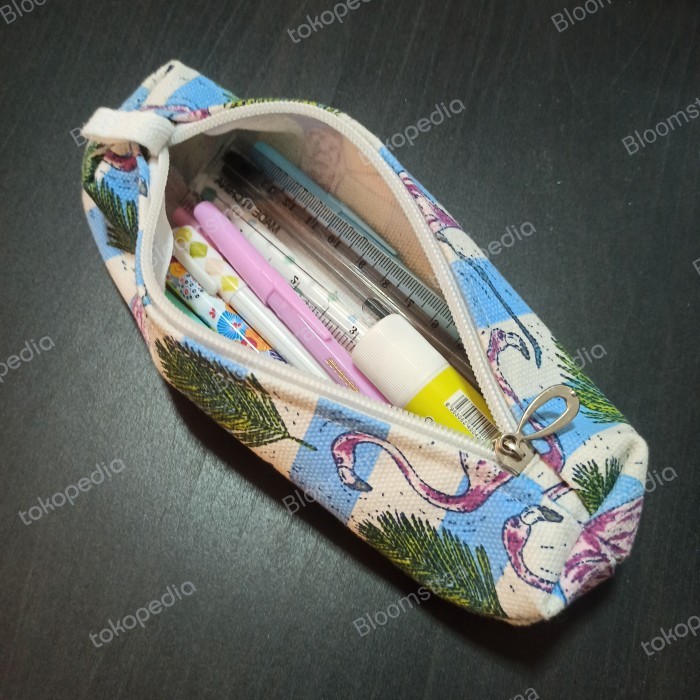 

[ OLIVE ] Tempat Pensil Kanvas Motif Pencil Case Tepak Pensil Persegi