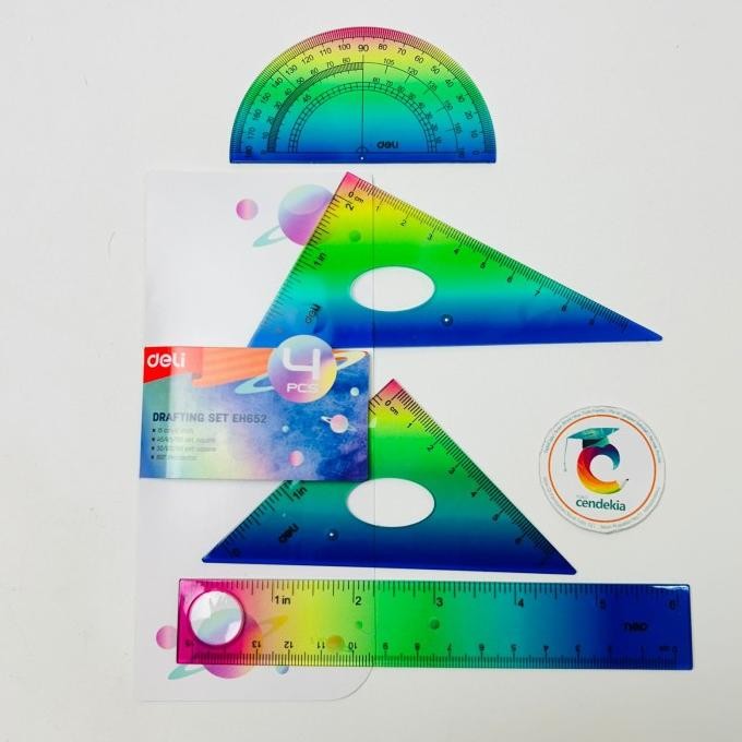 

Produk Unggulan] Penggaris Set Drafting Set DELI EH652 4pcs