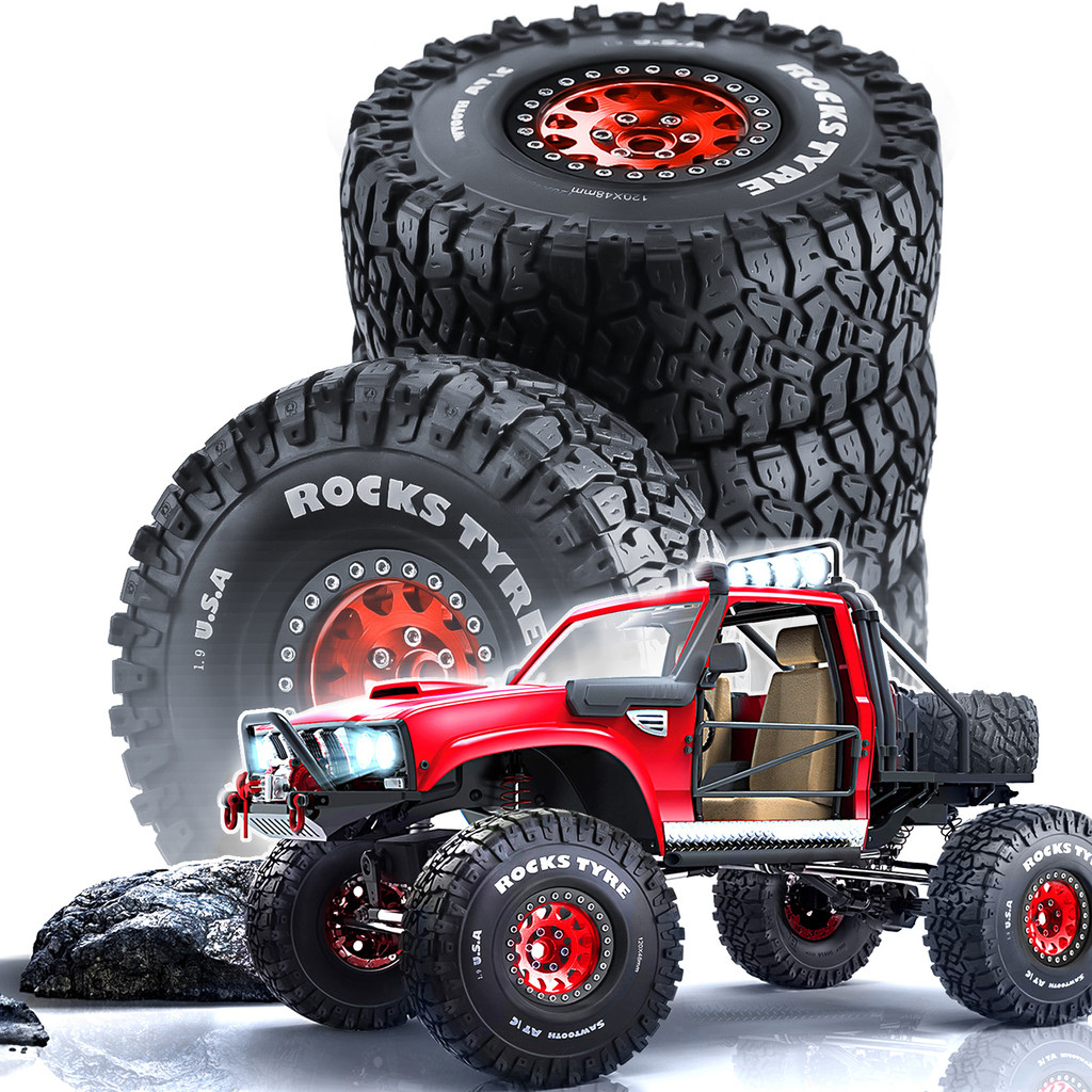 4PCS 1.9 Inch Beadlock Wheel Rims & Rubber Tire for 1/10 RC