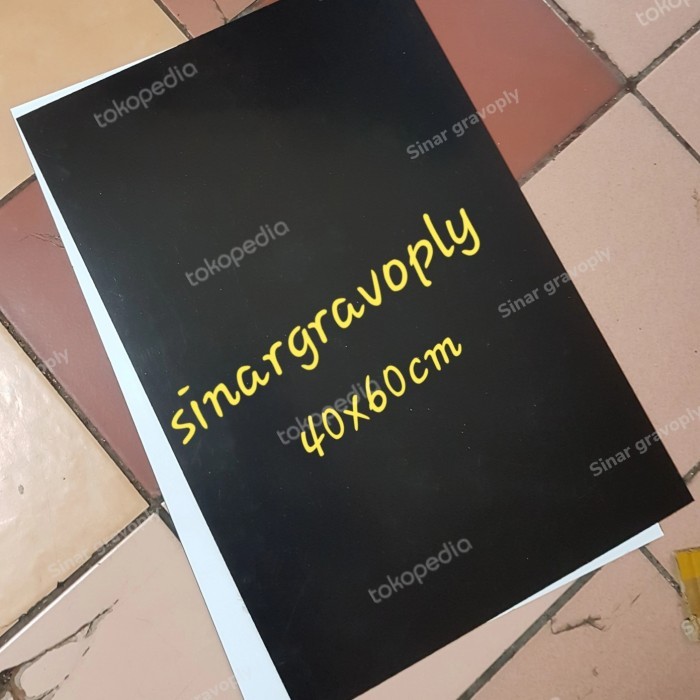 

gravoply hitam teks putih & putih teks hitam bahan gravir nametag
